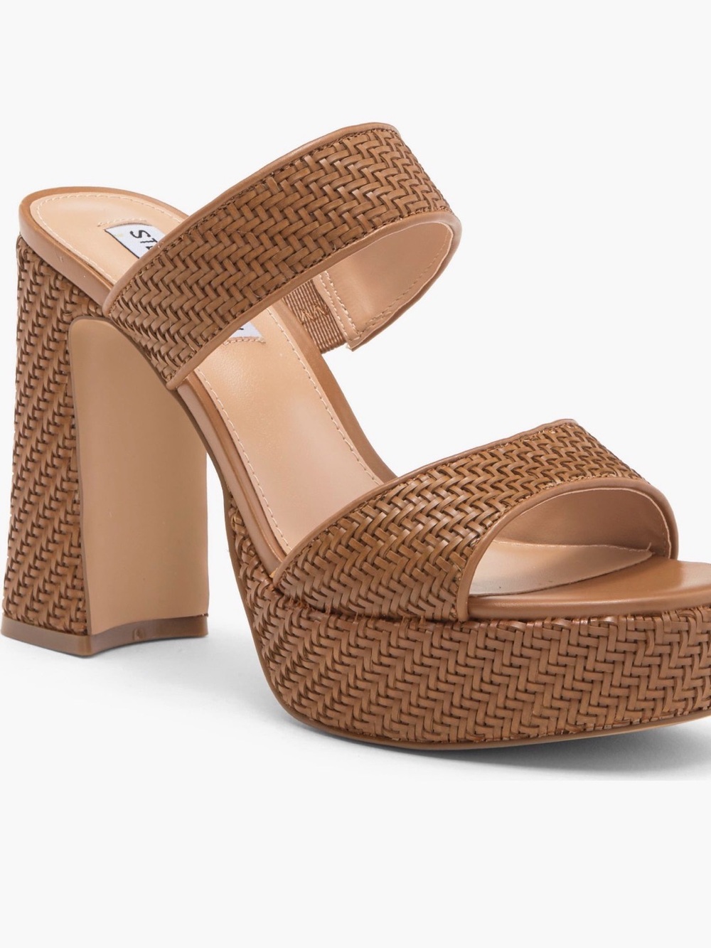Steve Madden Tan Woven Platform Block Heel Sandal